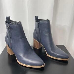 Serra Navy Blue Ankle Boots Womens Women's 8 3" heel western faux leather